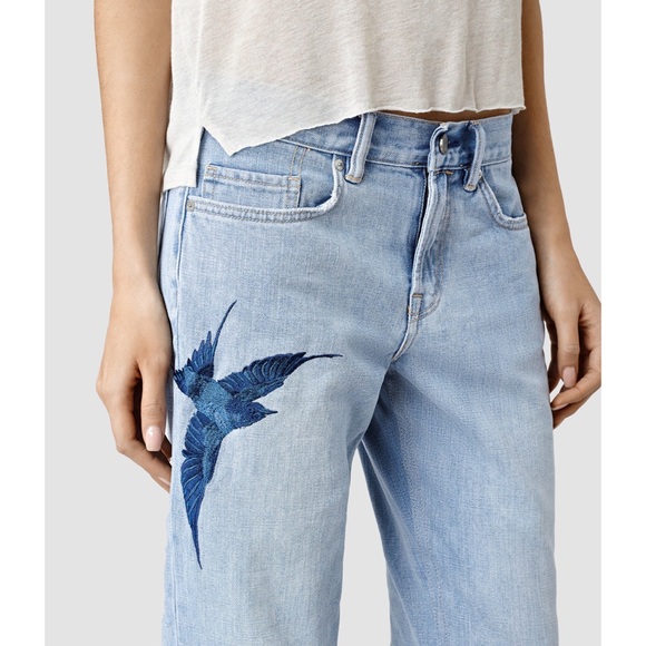AllSaints Birds Embroidered Jeans sz 27 - Picture 3 of 10